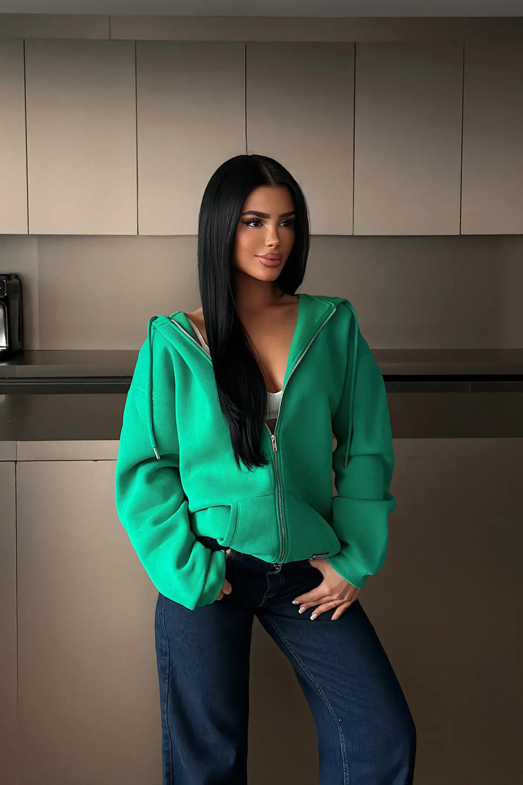 EYY Women Green Medias Hooded Cardigan - Leer