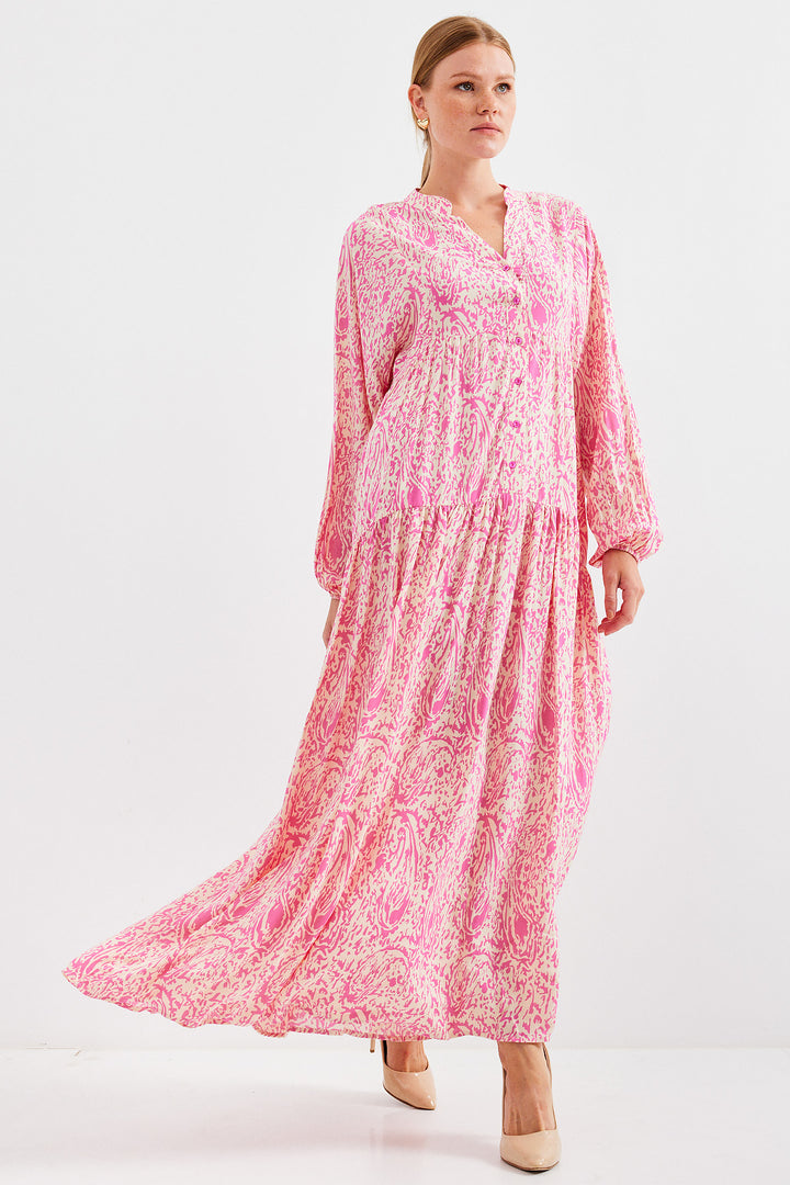 BGD Women Woman Patterned Pink Viscose Hijab Dress 2423 - Sankt Pölten