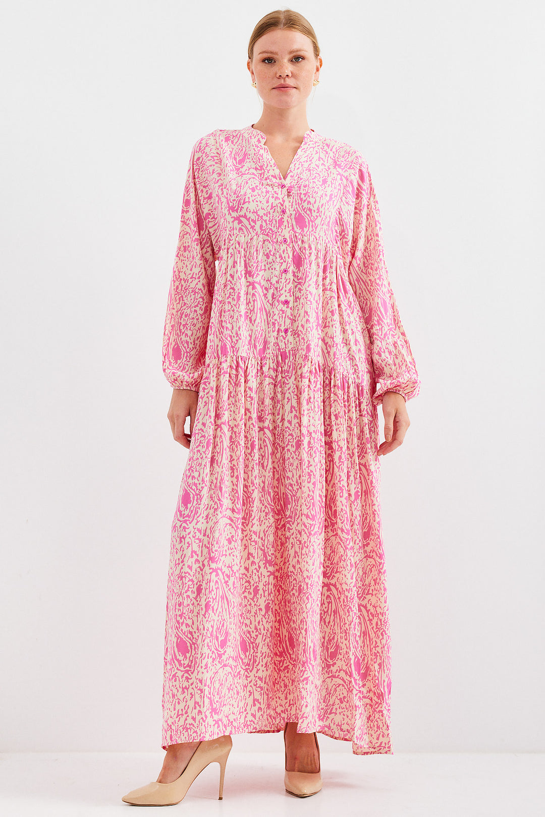 BGD Women Woman Patterned Pink Viscose Hijab Dress 2423 - Sankt Pölten