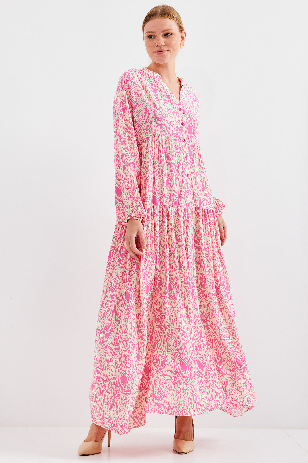 BGD Women Woman Patterned Pink Viscose Hijab Dress 2423 - Sankt Pölten