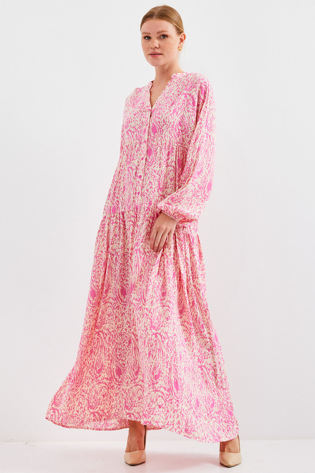 BGD Women Woman Patterned Pink Viscose Hijab Dress 2423 - Sankt Pölten