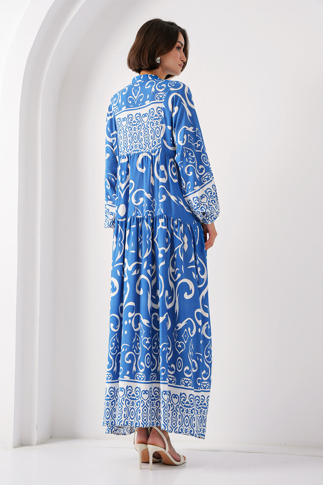 BGD Women Authentic Patterned Hijab Dress - B. Indigo - Morgantown