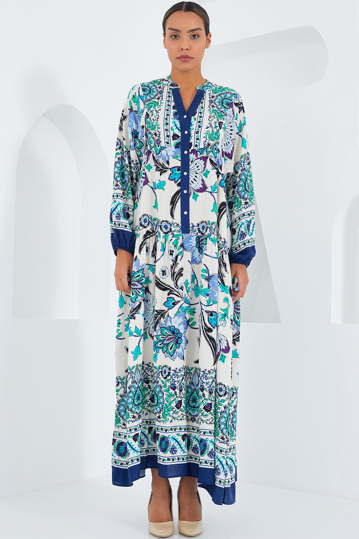 BGD Women Woman Navy Green Viscose Hijab Dress 2423 - Avondale