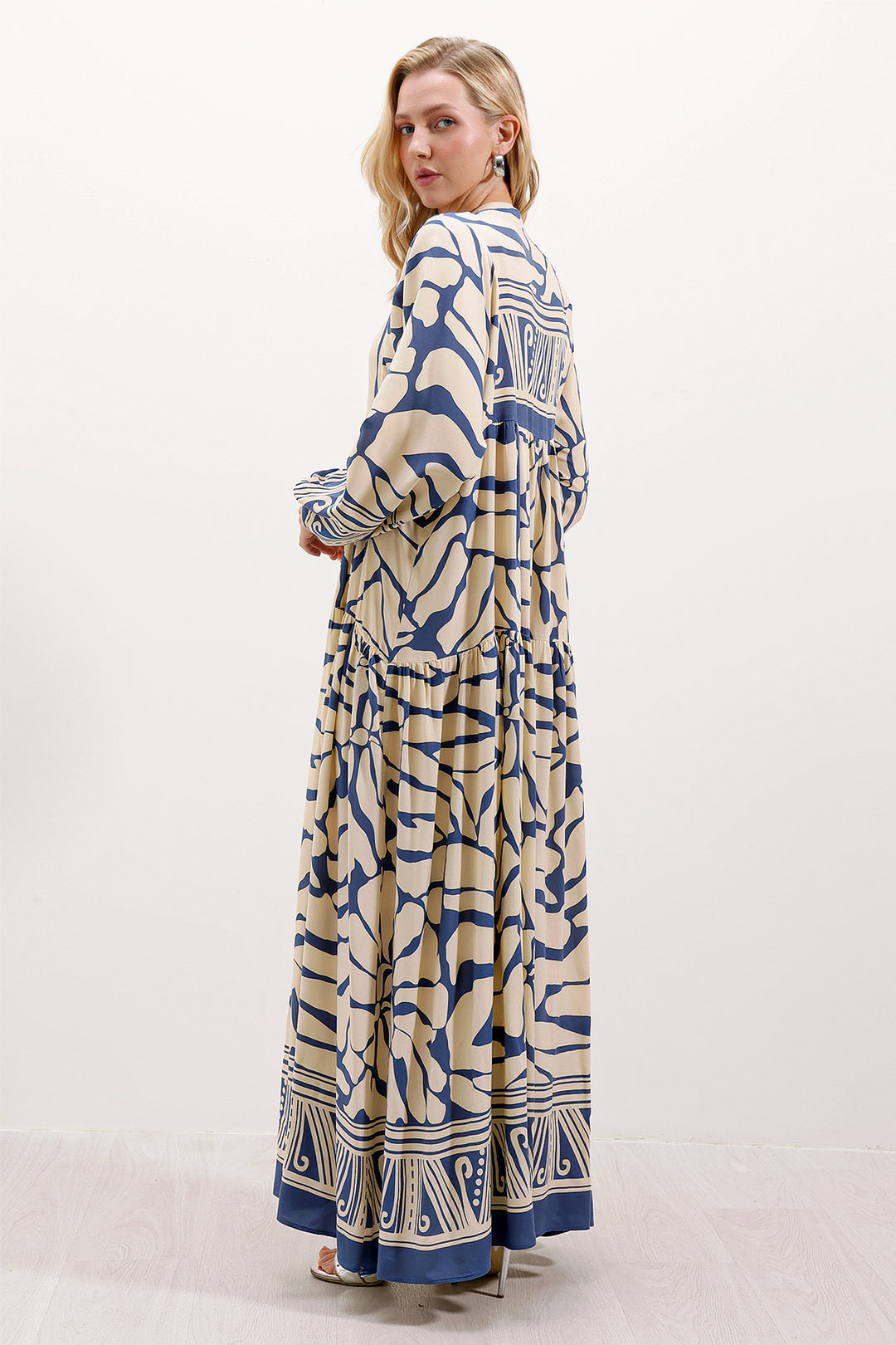 BGD Women Authentic Patterned Hijab Dress - C. Indigo - Hilversum