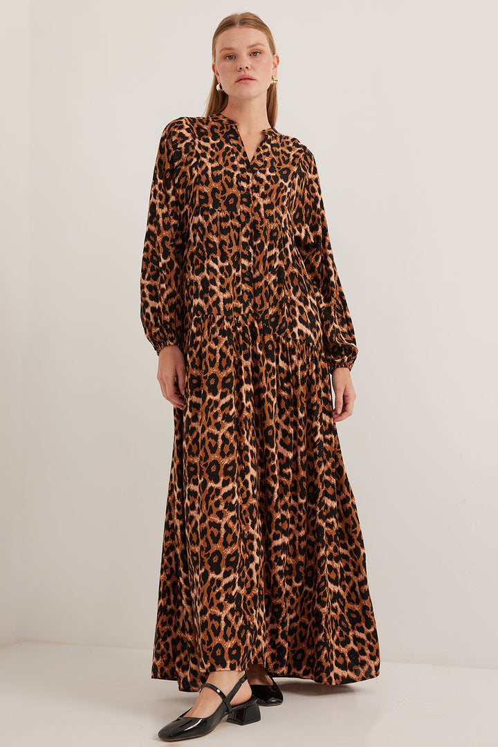 BGD Women Woman Brown Beige Viscose Hijab Dress 2423 - Moncton