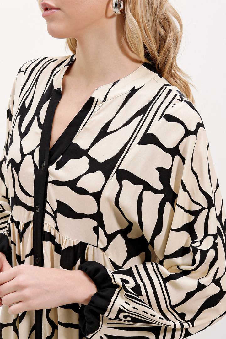 BGD Women Authentic Patterned Hijab Dress - Charcoal Black - Soledad de Graciano Sánchez