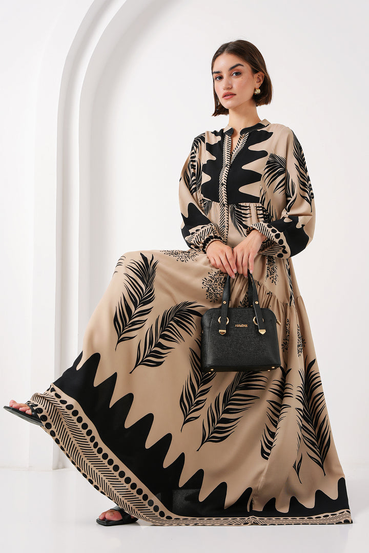 BGD Women Authentic Patterned Hijab Dress - Color: Mink - Horad Zhodzina