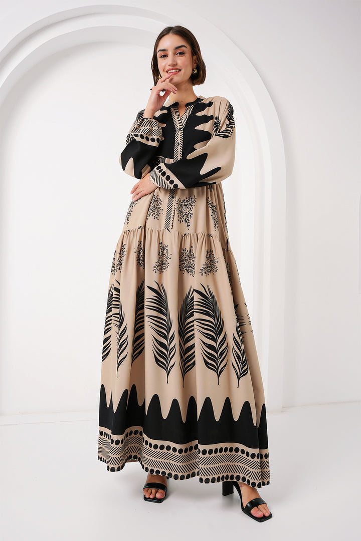 BGD Women Authentic Patterned Hijab Dress - Color: Mink - Horad Zhodzina
