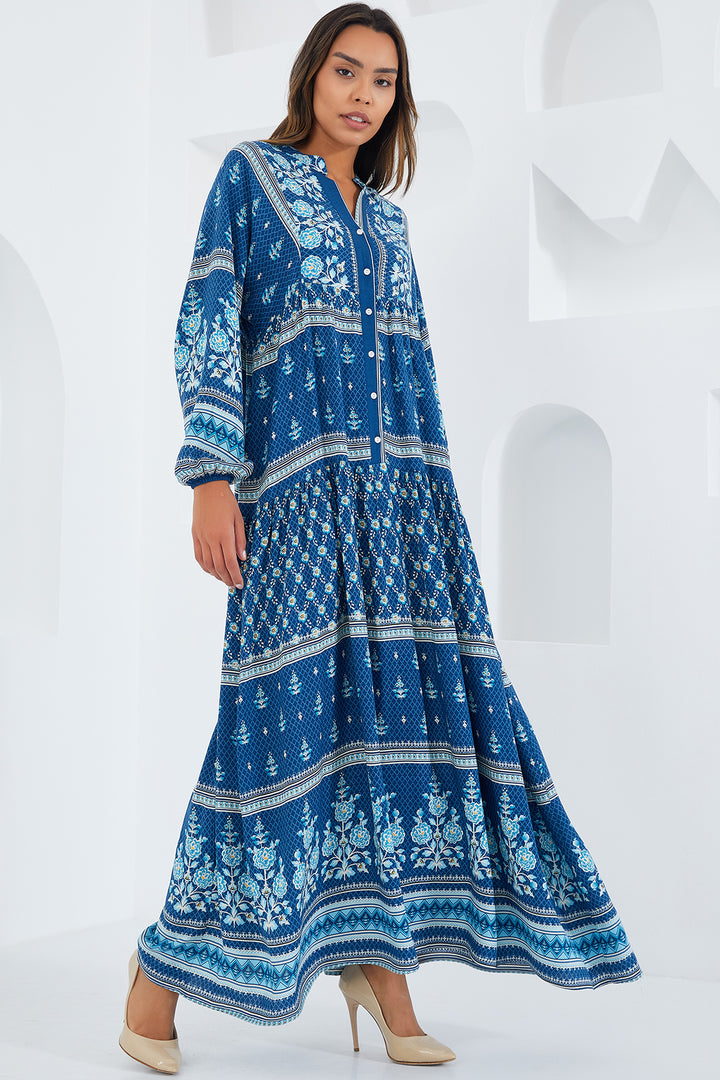 BGD Women Woman Indigo Blue Viscose Hijab Dress 2423 - Babylon