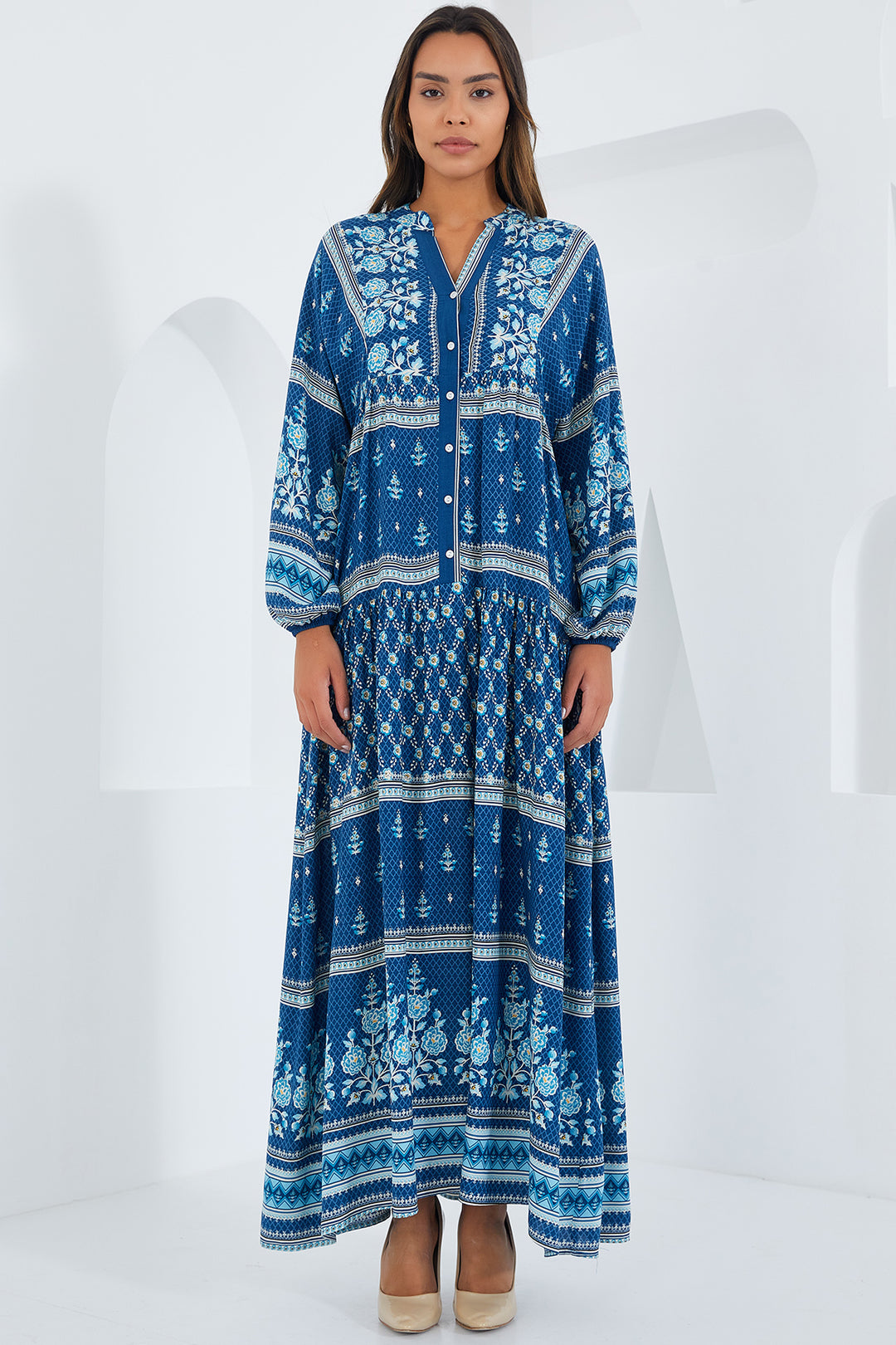 BGD Women Woman Indigo Blue Viscose Hijab Dress 2423 - Babylon