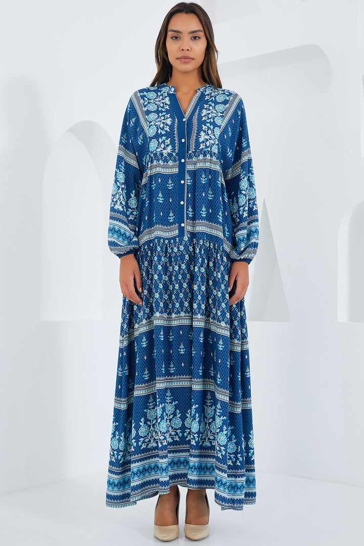 BGD Women Woman Indigo Blue Viscose Hijab Dress 2423 - Babylon