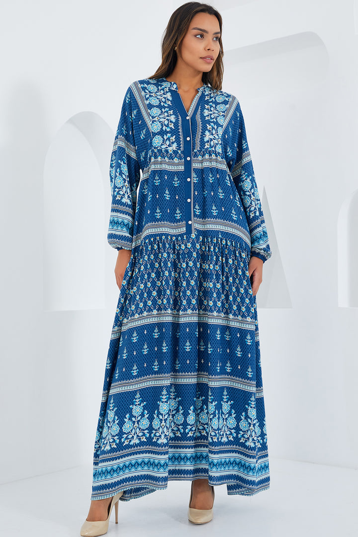 BGD Women Woman Indigo Blue Viscose Hijab Dress 2423 - Babylon