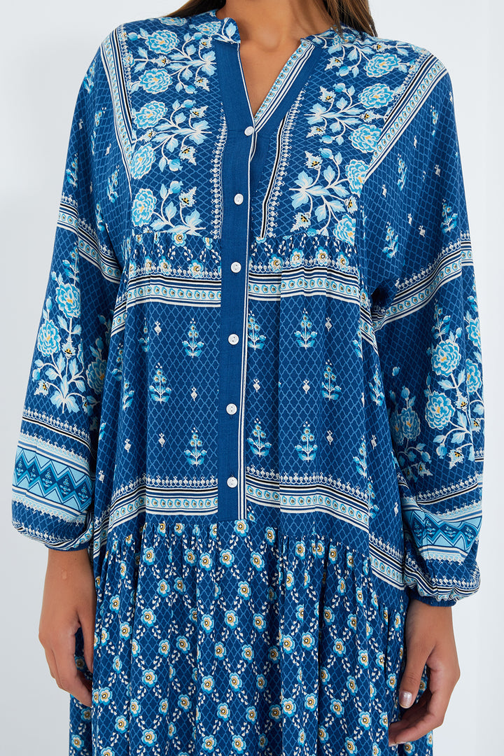 BGD Women Woman Indigo Blue Viscose Hijab Dress 2423 - Babylon