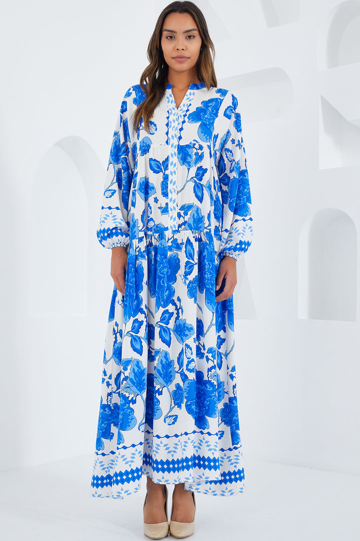 BGD Women Woman Saks White Viscose Hijab Dress 2423 - Toledo