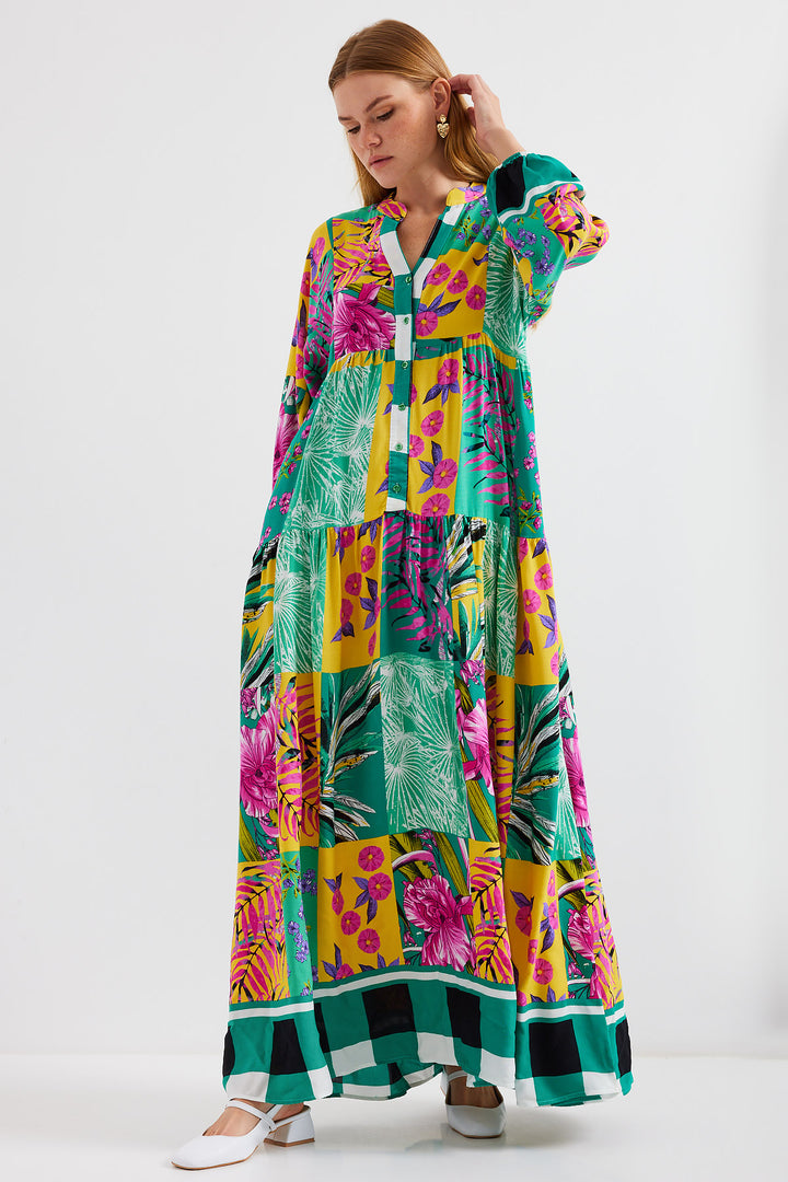 BGD Women Authentic Patterned Dress - Dark Green - Weymouth