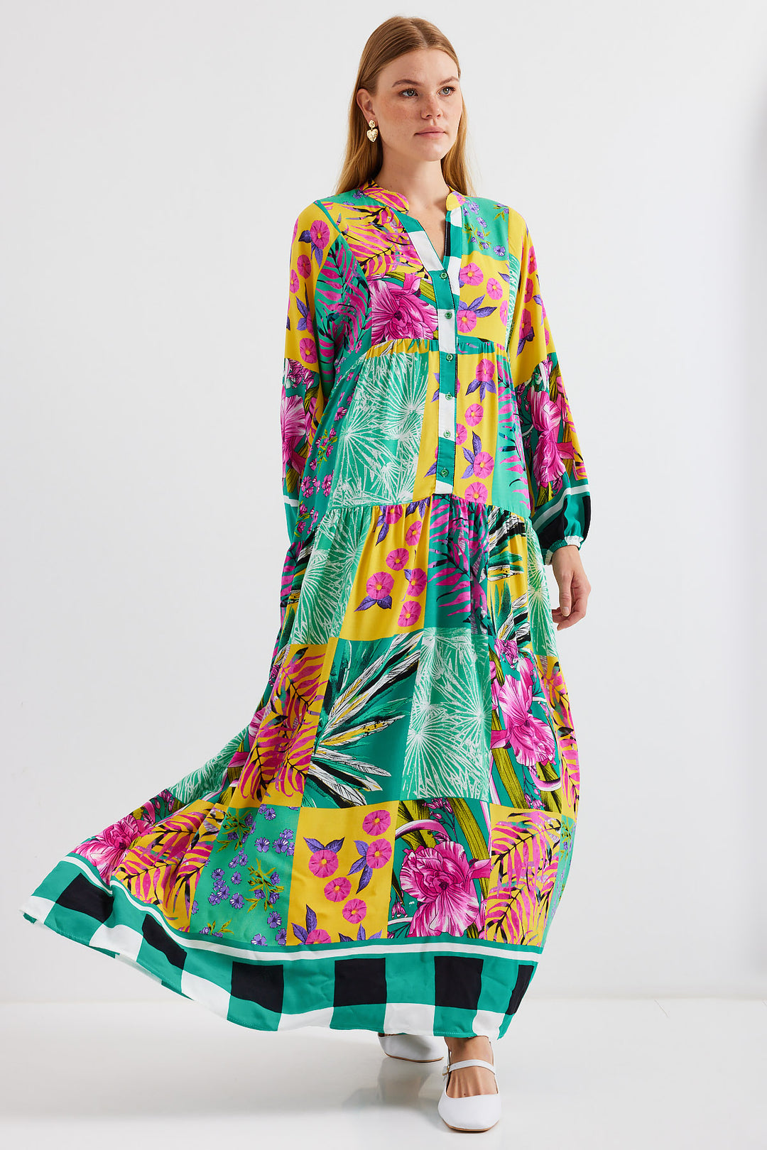 BGD Women Authentic Patterned Dress - Dark Green - Weymouth