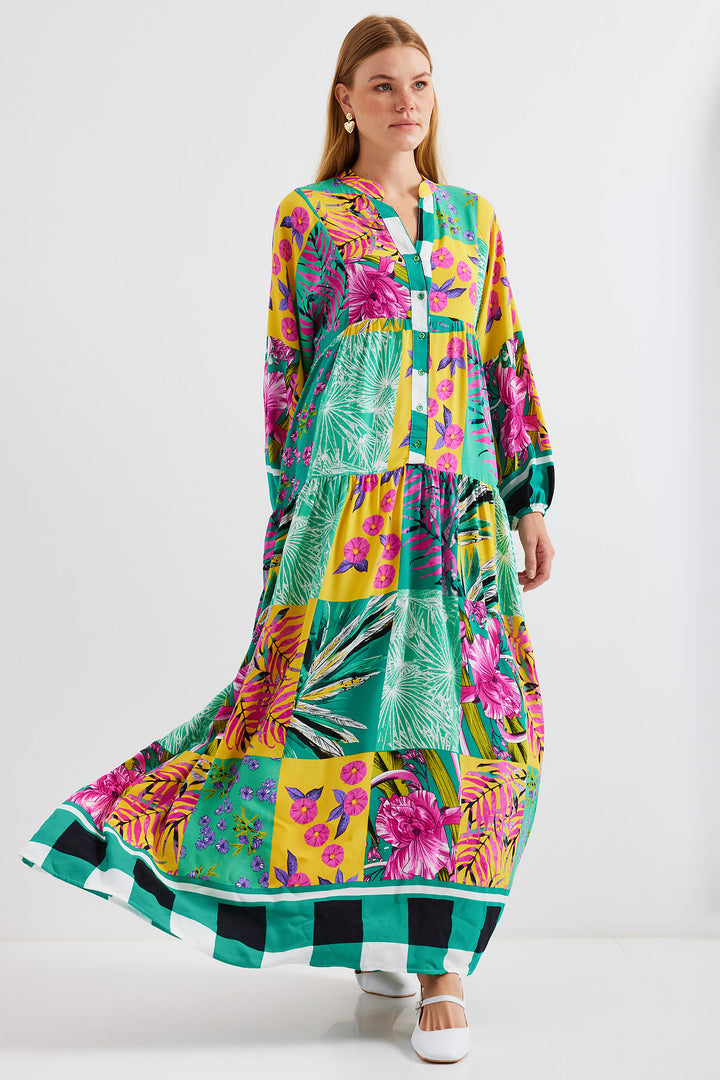 BGD Women Authentic Patterned Dress - Dark Green - Weymouth