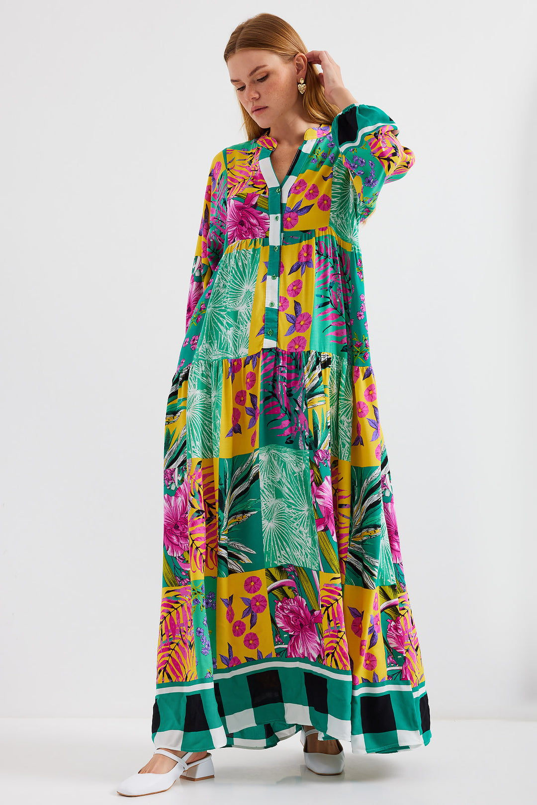 BGD Women Authentic Patterned Dress - Dark Green - Weymouth