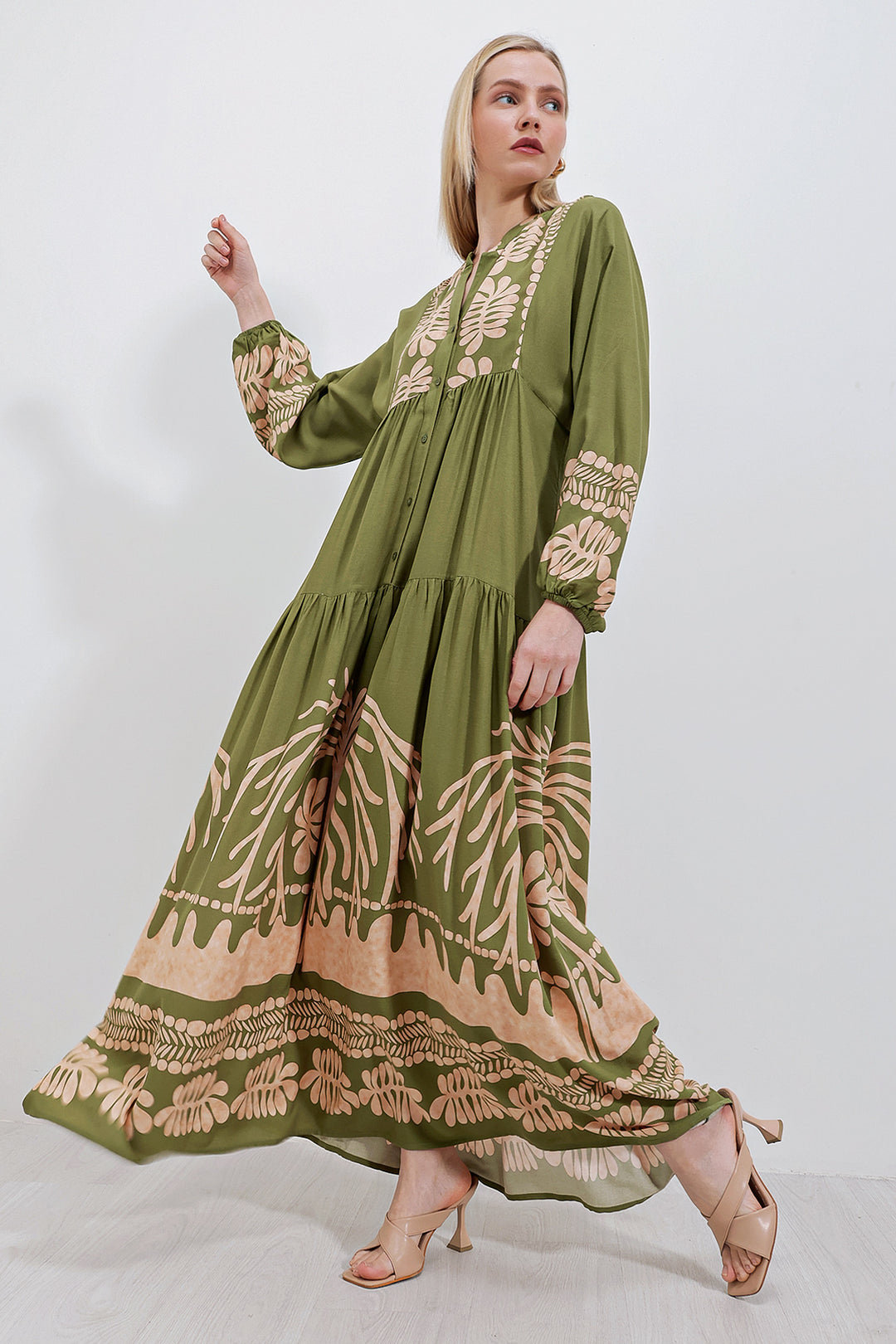 BGD Women Authentic Patterned Hijab Dress - Khaki - Schwäbisch Hall