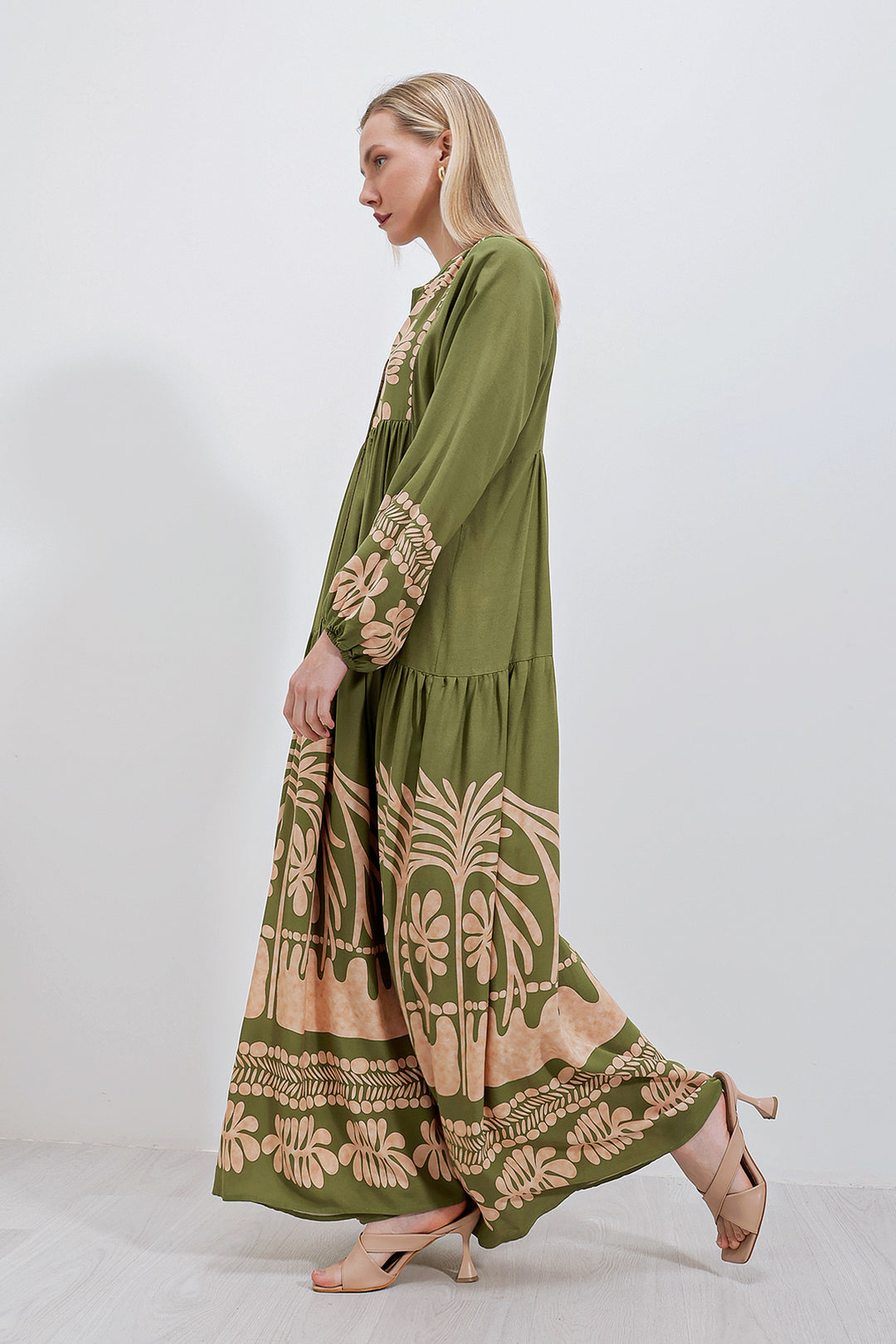 BGD Women Authentic Patterned Hijab Dress - Khaki - Schwäbisch Hall