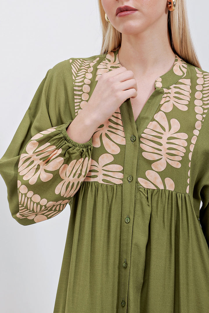 BGD Women Authentic Patterned Hijab Dress - Khaki - Schwäbisch Hall