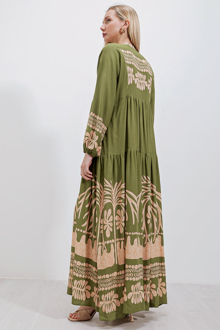 BGD Women Authentic Patterned Hijab Dress - Khaki - Schwäbisch Hall