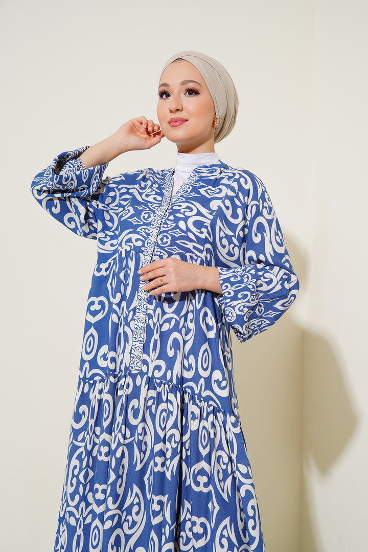 BGD Women Authentic Patterned Dress - Indigo - Slobozia