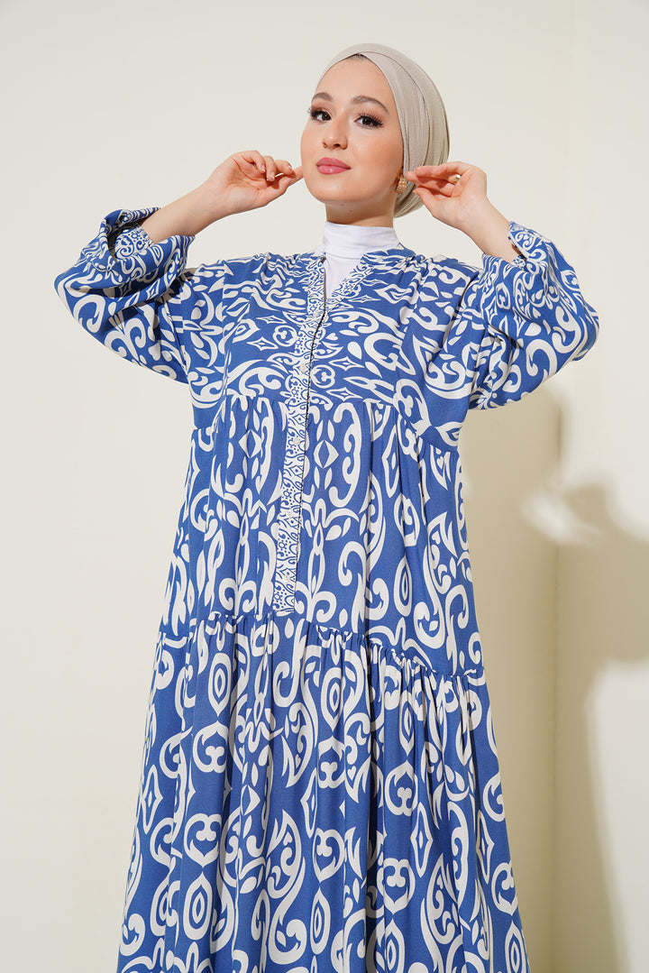 BGD Women Authentic Patterned Dress - Indigo - Slobozia