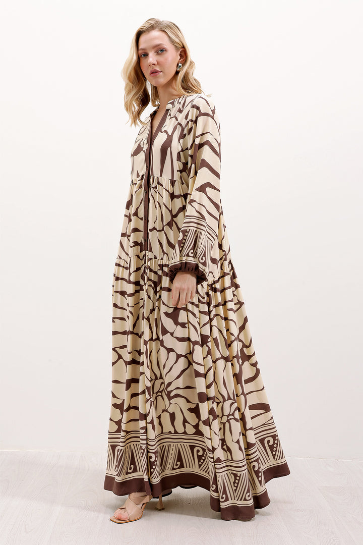 BGD Women Authentic Patterned Dress - Brown - Tamiami