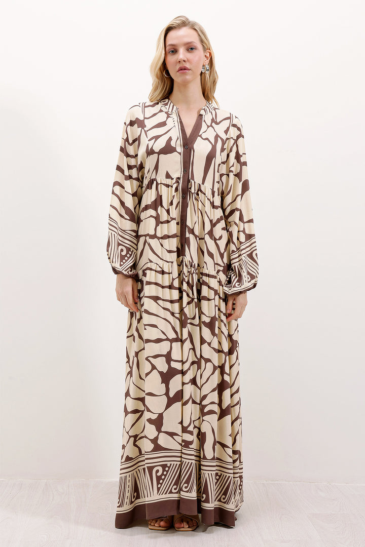 BGD Women Authentic Patterned Dress - Brown - Tamiami