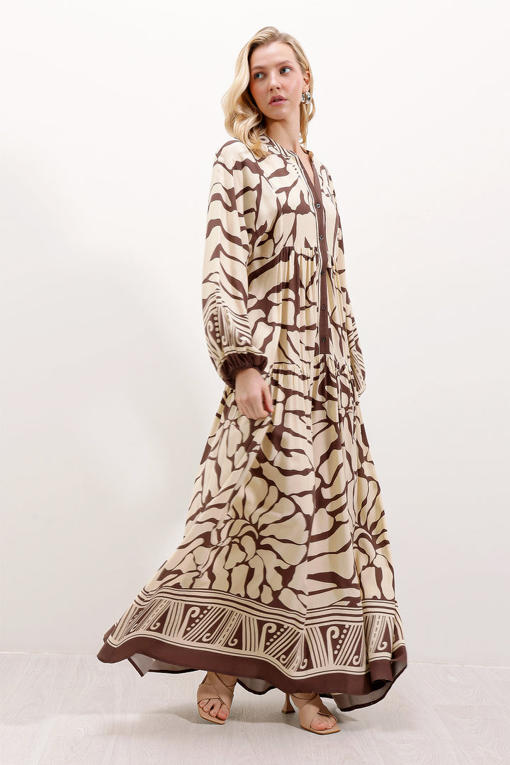 BGD Women Authentic Patterned Dress - Brown - Tamiami