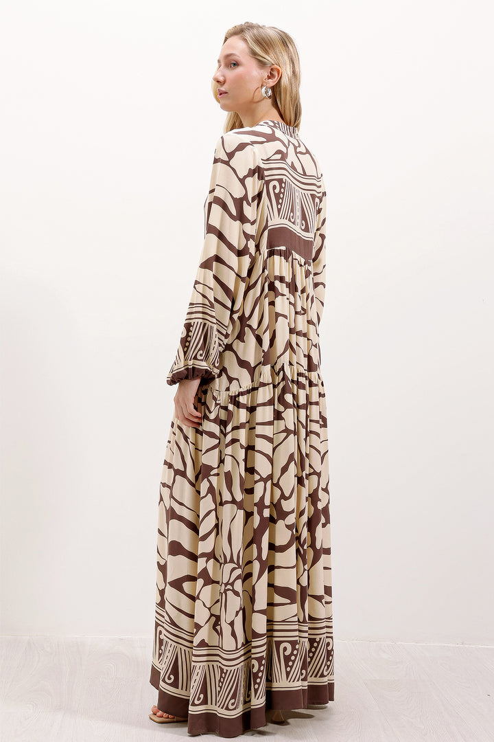 BGD Women Authentic Patterned Dress - Brown - Tamiami