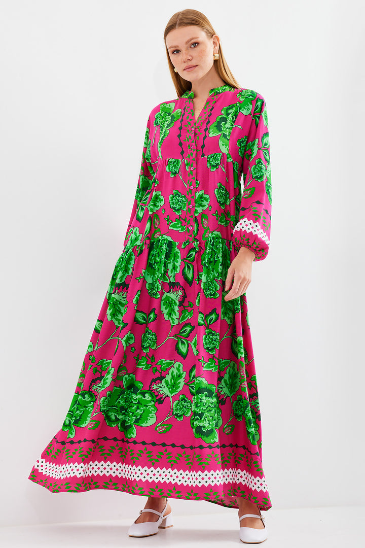 BGD Women Woman Dark Pink Green Viscose Hijab Dress 2423 - Jefferson City