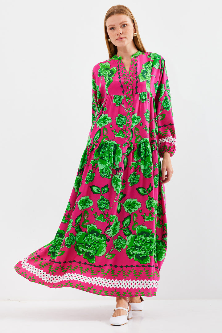 BGD Women Woman Dark Pink Green Viscose Hijab Dress 2423 - Jefferson City