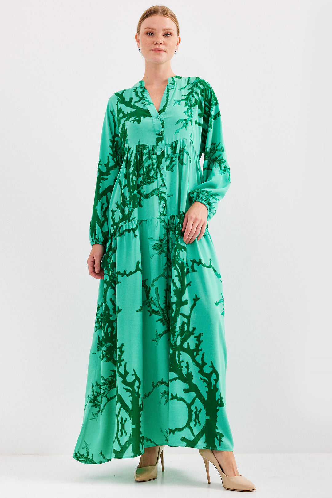 BGD Women Woman Dark Green Viscose Hijab Dress 2423 - Parkland