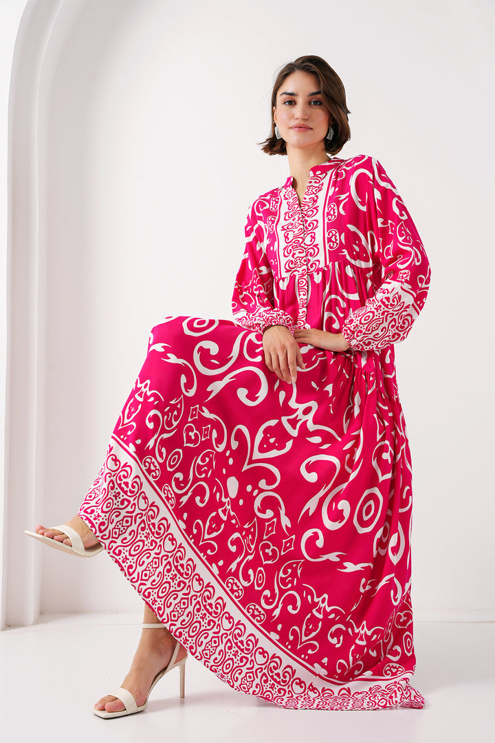 BGD Women Authentic Patterned Dress - L. Fuchsia - Springfield