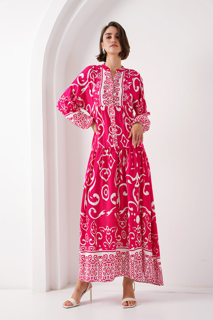 BGD Women Authentic Patterned Dress - L. Fuchsia - Springfield