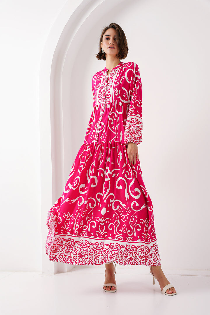BGD Women Authentic Patterned Dress - L. Fuchsia - Springfield