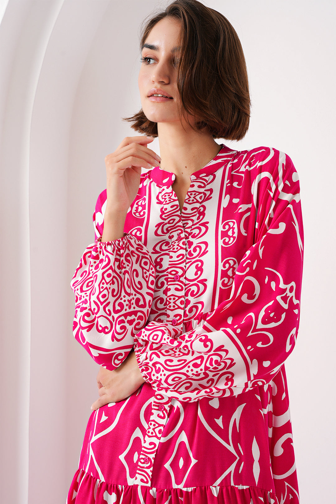 BGD Women Authentic Patterned Dress - L. Fuchsia - Springfield