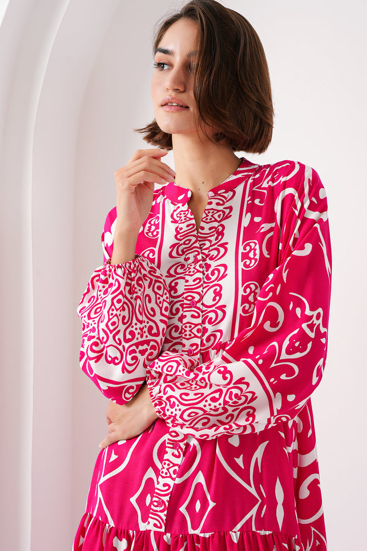 BGD Women Authentic Patterned Dress - L. Fuchsia - Springfield