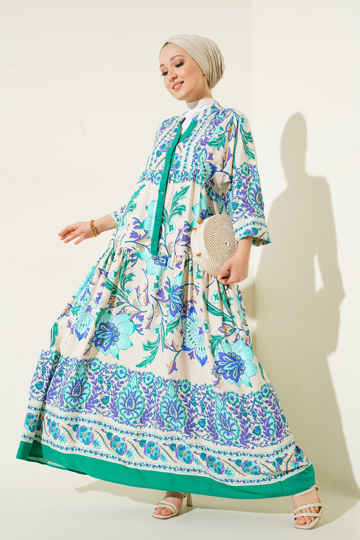 BGD Women Authentic Patterned Dress - M. Green - Bollate