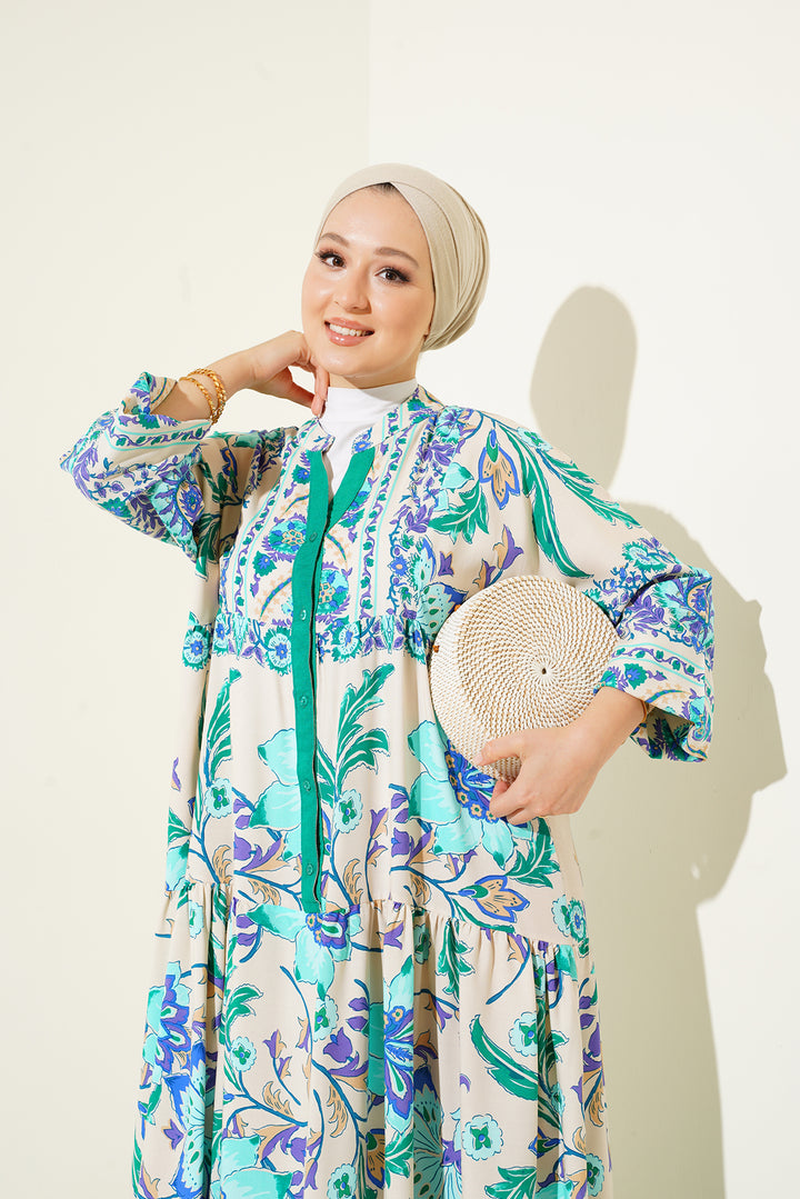 BGD Women Authentic Patterned Dress - M. Green - Bollate