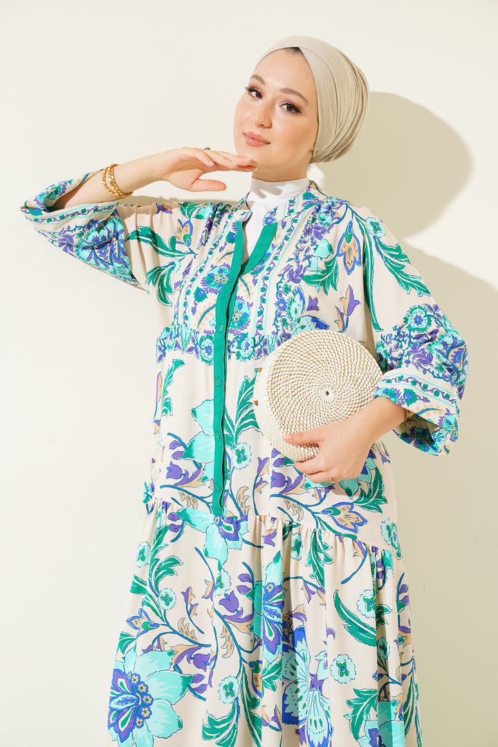 BGD Women Authentic Patterned Dress - M. Green - Bollate
