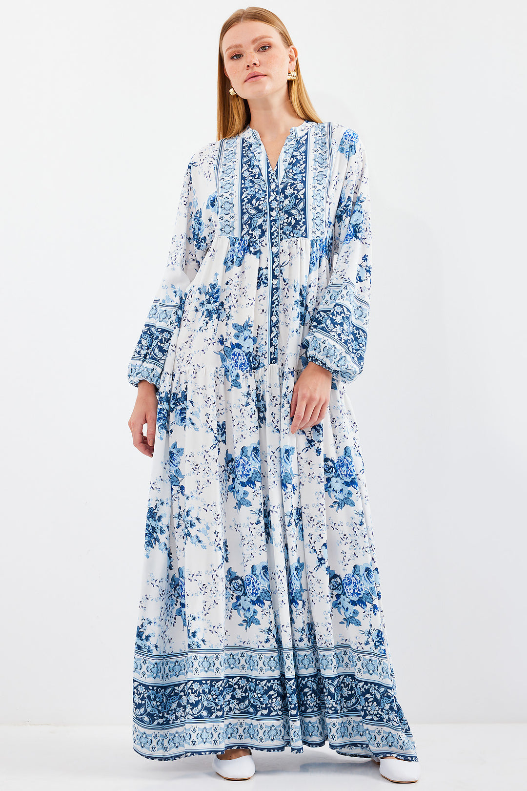 BGD Women Woman Blue White Viscose Hijab Dress 2423 - Leganés