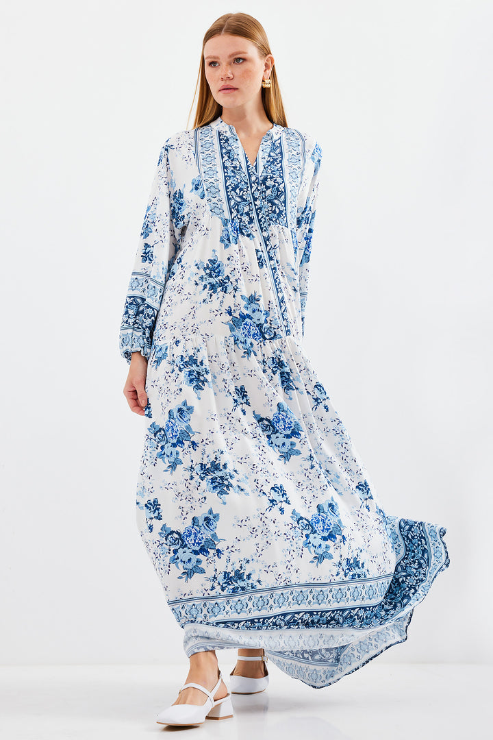 BGD Women Woman Blue White Viscose Hijab Dress 2423 - Leganés