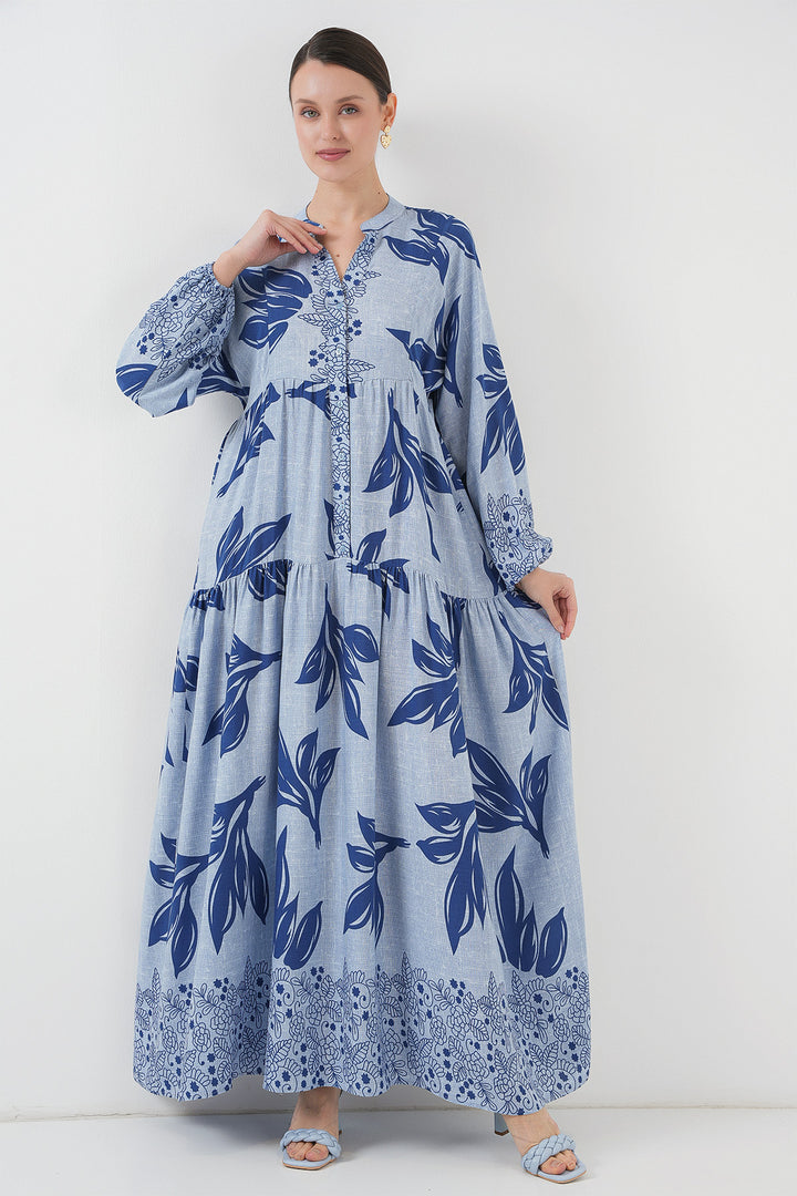BGD Women Authentic Patterned Hijab Dress - Blue - Navy Blue - Querétaro