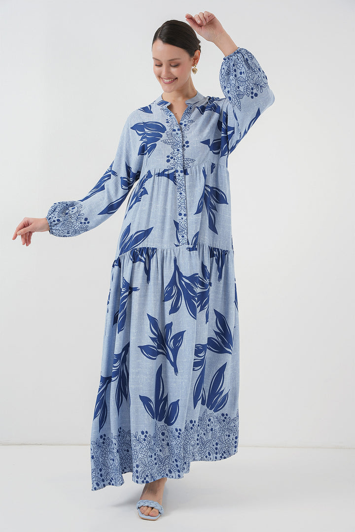 BGD Women Authentic Patterned Hijab Dress - Blue - Navy Blue - Querétaro