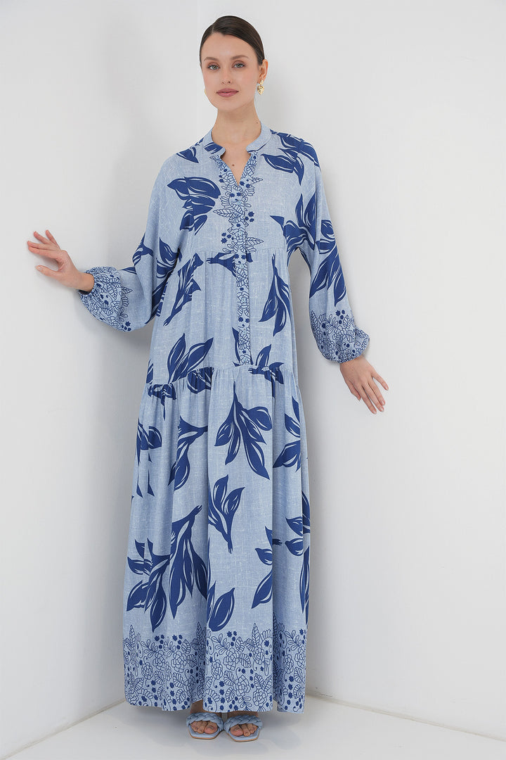 BGD Women Authentic Patterned Hijab Dress - Blue - Navy Blue - Querétaro