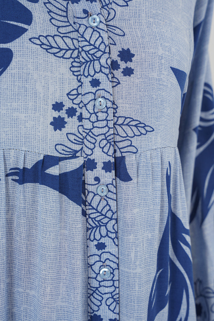 BGD Women Authentic Patterned Hijab Dress - Blue - Navy Blue - Querétaro