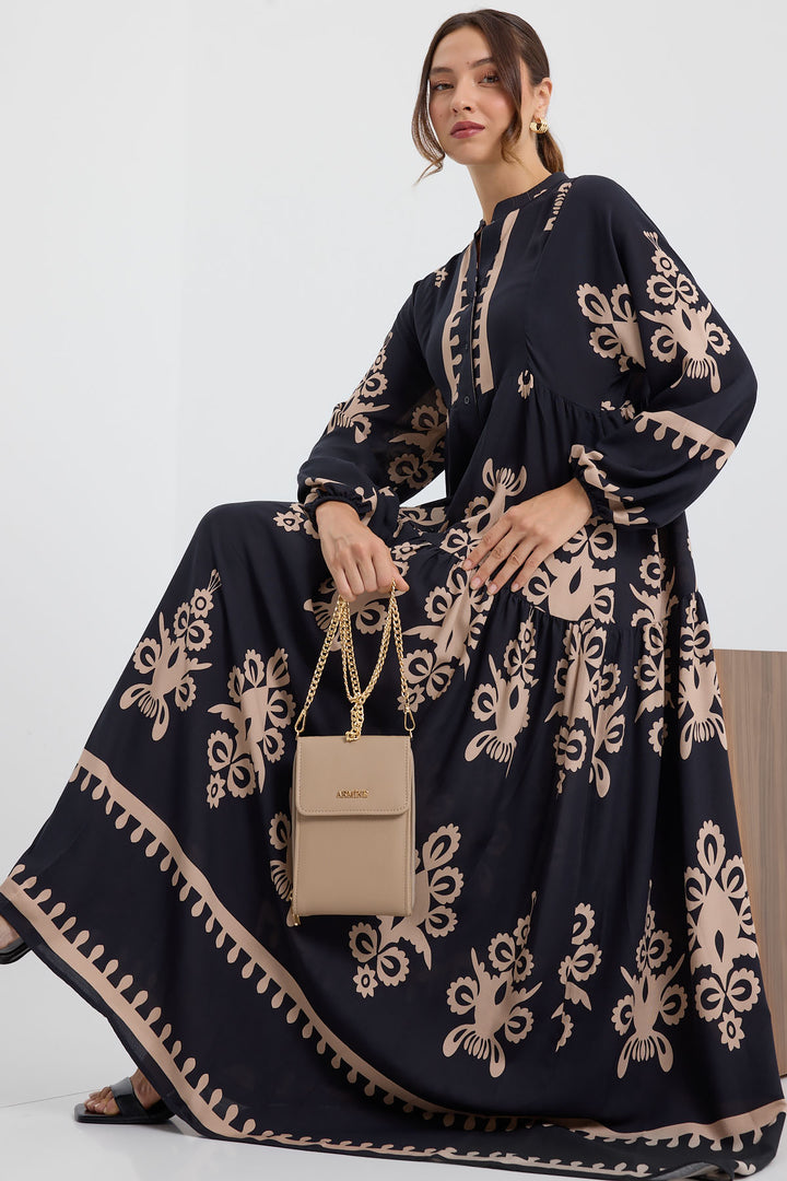 BGD Women Authentic Patterned Dress - Black - Avondale